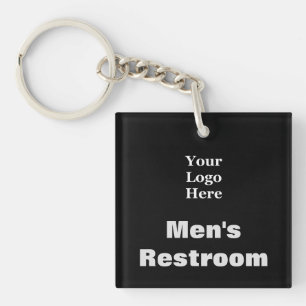 Mannen Restroom zwart Uw Logo hier Sleutelhanger