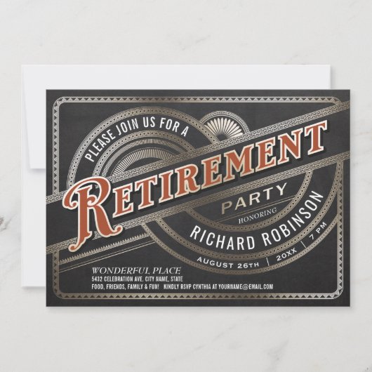 Mannen Retiremen Party Invitations - Retro Kaart (Voorkant)