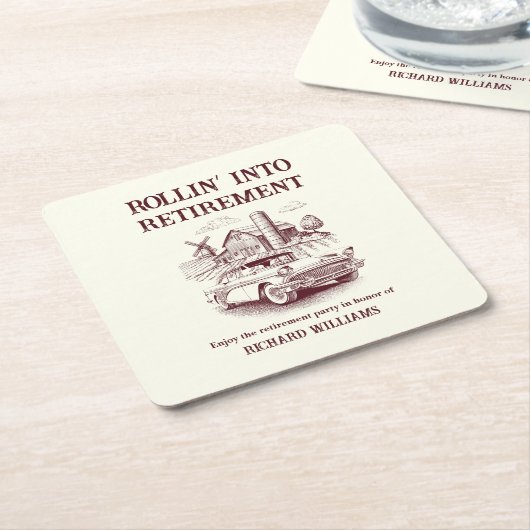Mannen Retirement  Barn Car Rollin' into Kartonnen Onderzetters (Schuin)