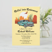 Mannen Retirement Retro Classic Blauwe Auto Woesti Kaart (Staand voorkant)