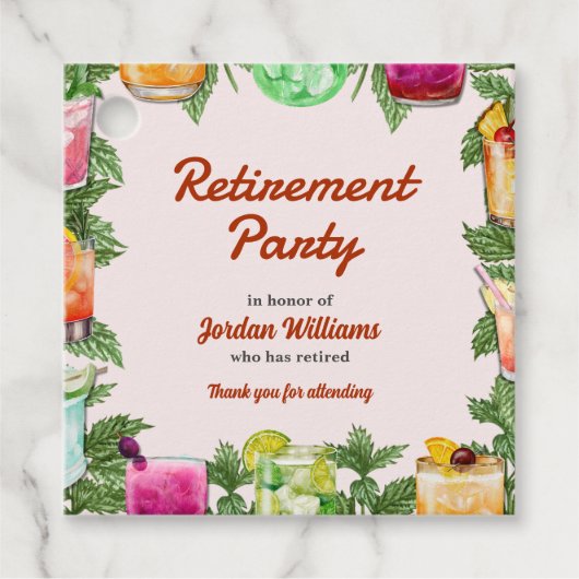 Mannen Retirement Zomer Achtertuin Cocktail Party Bedankjes Labels (Voorkant)