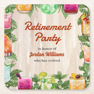 Mannen Retirement Zomer Achtertuin Cocktail Party Kartonnen Onderzetters