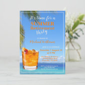 Mannen Retirement Zomer Ocean Cocktail Party Kaart (Staand voorkant)