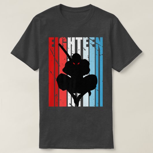 Mannen retro 18e verjaardag van Ninja Mannen Samur T-shirt (Design voorkant)
