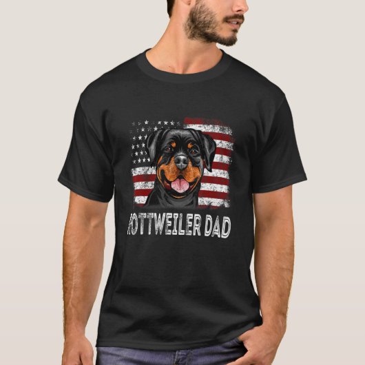 Mannen retro 4 juli Rottweiler -Amerikaans T-shirt (Voorkant)