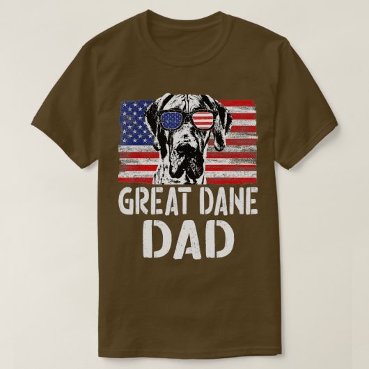 Mannen Retro American Flag Great Dane Dad Dog Gift T-shirt (Design voorkant)