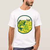 Mannen Retro Bass Jumping Dragonfly T-Shirt (Voorkant)