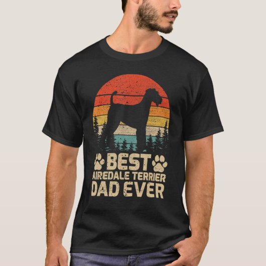 Mannen Retro Best Airedale Terrier Dad ooit T-shirt (Voorkant)