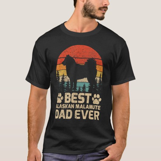 Mannen Retro Best Alaskan Malamute Pa ooit T-shirt (Voorkant)