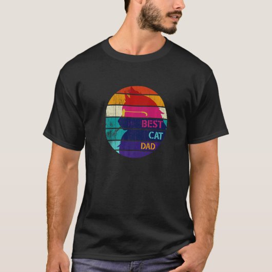 Mannen Retro Best Cat Dad Vaderdag Cat T-shirt (Voorkant)