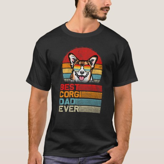 Mannen Retro Best Corgi Dad Day T-shirt (Voorkant)