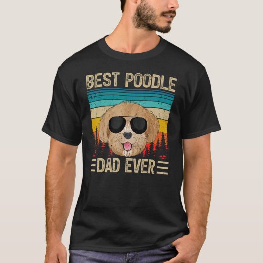 Mannen  Retro Best Poodle Pap Ever Vader T-shirt (Voorkant)