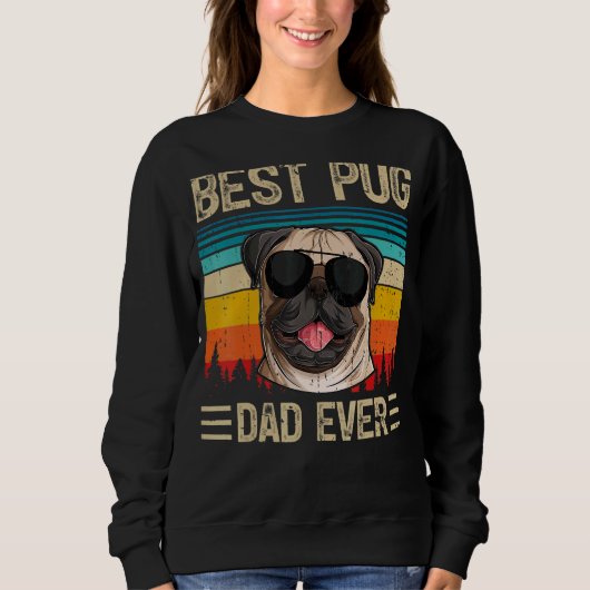 Mannen Retro Best Pug Pap Oog Vaderdag Trui (Voorkant)