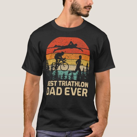 Mannen Retro Best Triathlon Pap Ever Vader T-shirt (Voorkant)