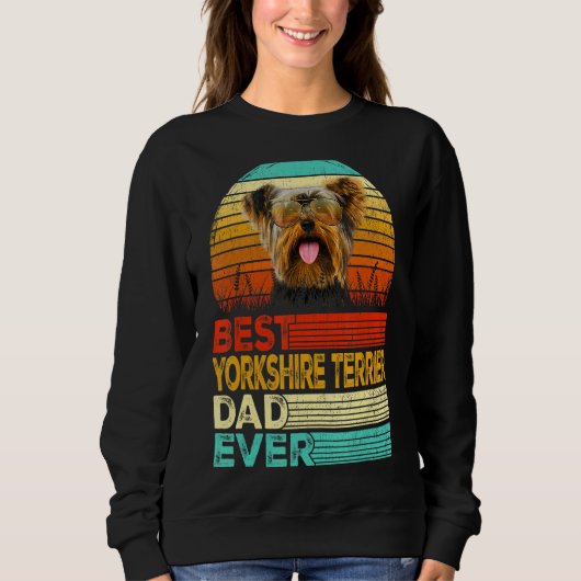 Mannen Retro Best Yorkshire Terrier Dad Oover Trui (Voorkant)