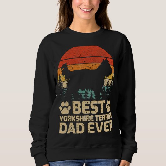 Mannen Retro Best Yorkshire Terrier Dad Oover Trui (Voorkant)