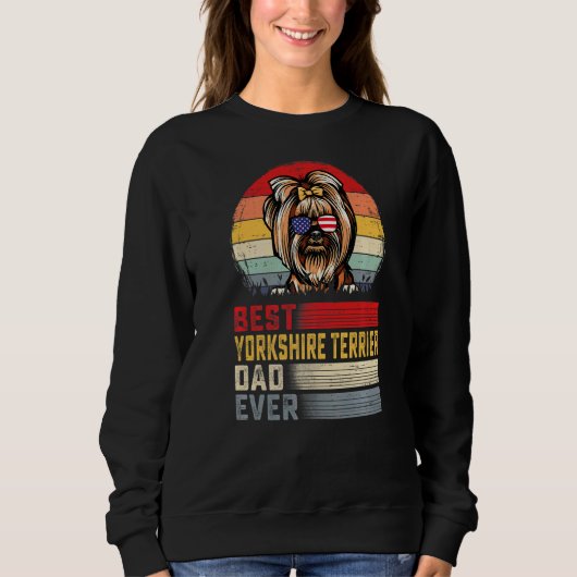 Mannen Retro Best Yorkshire Terrier Dad over Fathe Trui (Voorkant)
