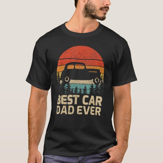 Mannen Retro  Beste auto Papa Oog Vaderdag T-shirt (Voorkant)