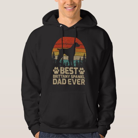 Mannen Retro Beste Brittany Spaniel Pap ooit Hoodie (Voorkant)