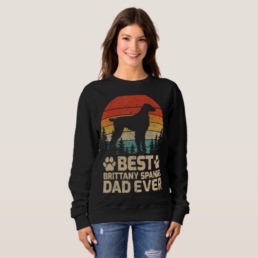 Mannen Retro Beste Brittany Spaniel Pap ooit Trui (Voorkant volledig)