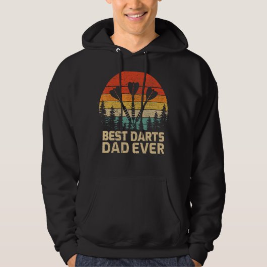 Mannen Retro Beste Darts Papa van vader Hoodie (Voorkant)