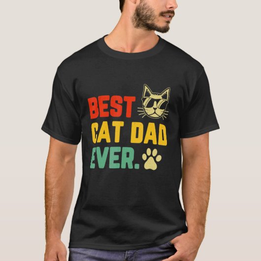 Mannen retro beste kat pap kat pappa t-shirt (Voorkant)