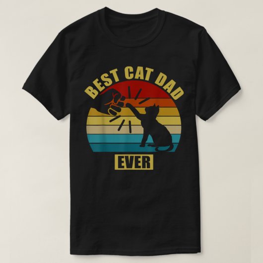 Mannen retro beste kat pap ooit eerste T-S T-shirt (Design voorkant)