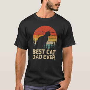 Mannen Retro  Beste Kat Papa ooit Vaderdag T-shirt