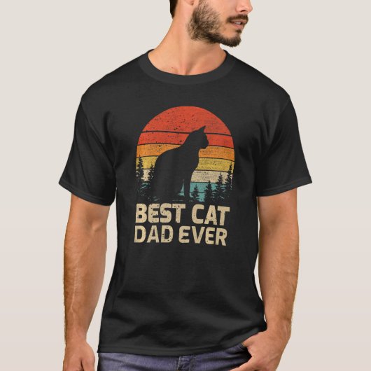 Mannen Retro Beste Kat Papa ooit Vaderdag T-shirt (Voorkant)