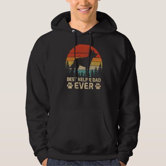 Mannen Retro Beste Kelpie Pap Ooit vaders D Hoodie (Voorkant)