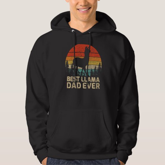 Mannen Retro Beste Llama Papa Vader Ooit vader's Hoodie (Voorkant)