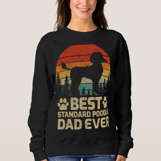 Mannen Retro Beste Standaard Poodle Papa ooit Trui (Voorkant)