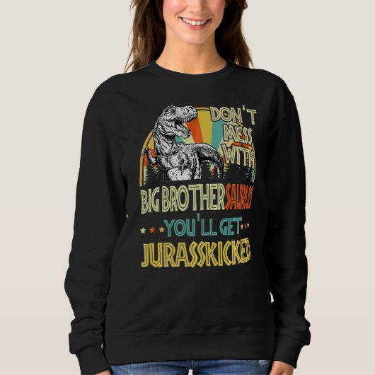 Mannen Retro Big Brothersaurus Dinosaurus Rex Trui (Voorkant)