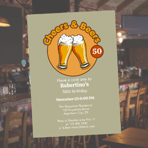 Mannen Retro Cheers & Beers Glazen 50e Verjaardag Kaart