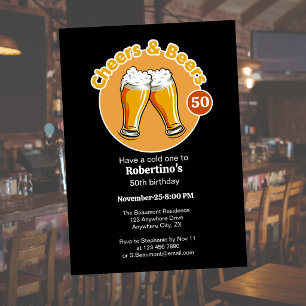 Mannen Retro Cheers & Beers Glazen 50e Verjaardag Kaart