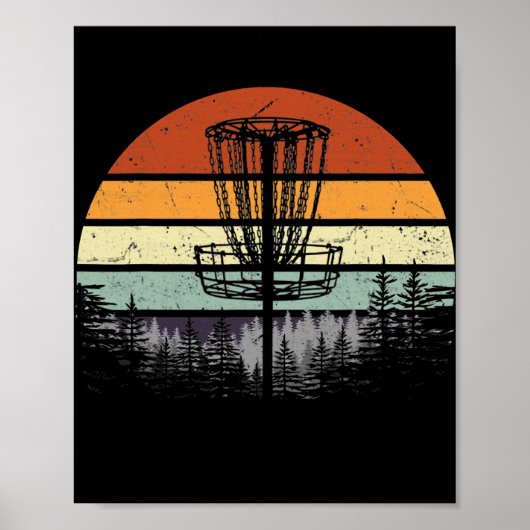 Mannen  Retro Disc Frisbee Golf-cursus Poster (Voorkant)