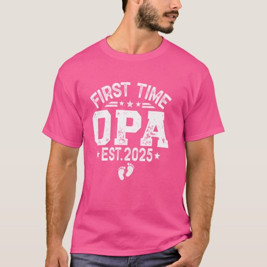 Mannen retro eerste keer OPA EST 2025 gepromoveerd T-shirt (Voorkant)