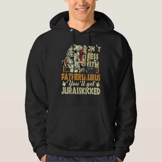 Mannen Retro Father Rex Saurus Vaderdag Christma Hoodie (Voorkant)