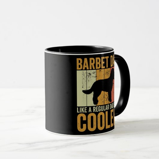 Mannen Retro Fathers Day Barbet Dad Dog Owner Mok (Voorkant rechts)