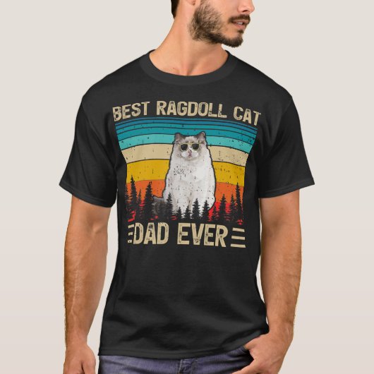 Mannen  Retro Funny Best Ragdoll Cat Dad T-shirt (Voorkant)