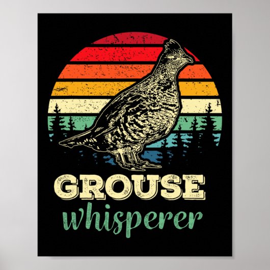 Mannen retro gerimpelde korhoen fluisteraar vogelj poster (Voorkant)