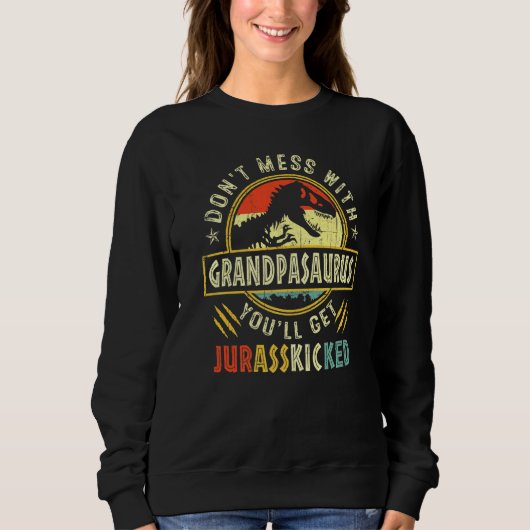 Mannen  Retro Grandpasaurus Dinosaur Rex Fath Trui (Voorkant)