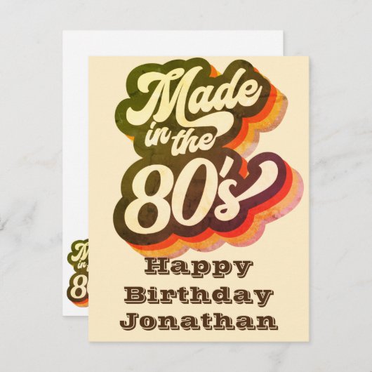 Mannen Retro Happy Birthday Funny Made in 80's (Voorkant / Achterkant)