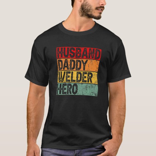 Mannen Retro Husband papa Welder Vader's D T-shirt (Voorkant)