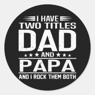 Mannen Retro Ik heb twee titels voor papa en papa  Ronde Sticker