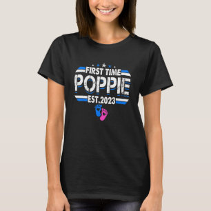 Mannen retro nieuwe papa eerste keer poppie est 20 t-shirt