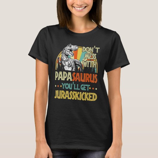 Mannen retro papasaurus dinosaurus rex  vader' t-shirt (Voorkant)