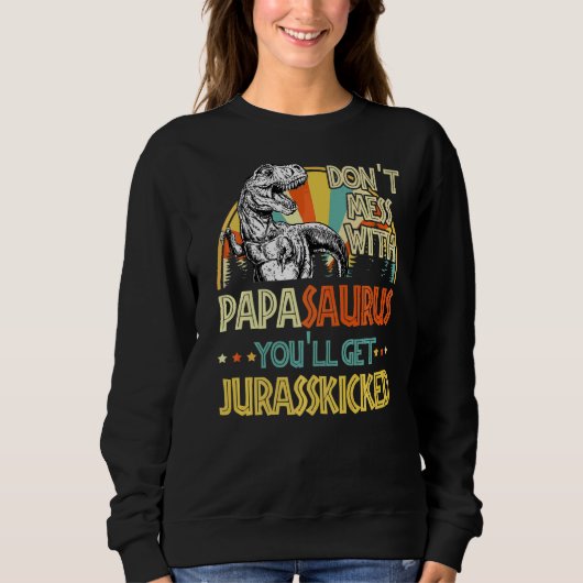 Mannen retro papasaurus dinosaurus rex vader' trui (Voorkant)