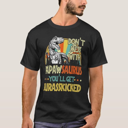 Mannen Retro Papawsaurus Dinosaurus Rex Vader T-shirt (Voorkant)