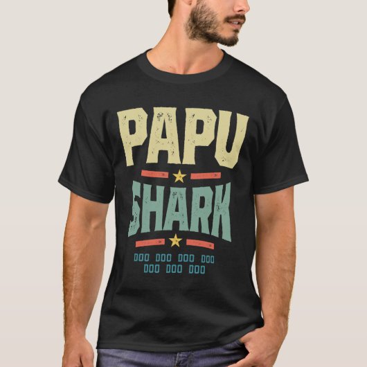 Mannen Retro Papu Shark T-shirt Funny Birthday (Voorkant)